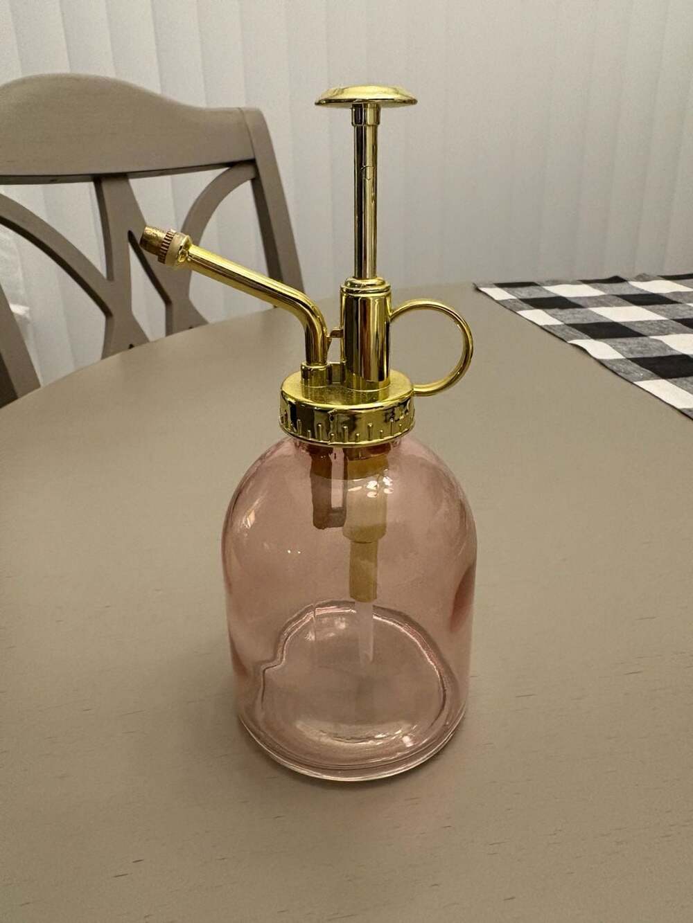 Vintage Style Glass Plant Mister Pink Pump Spray Bottle